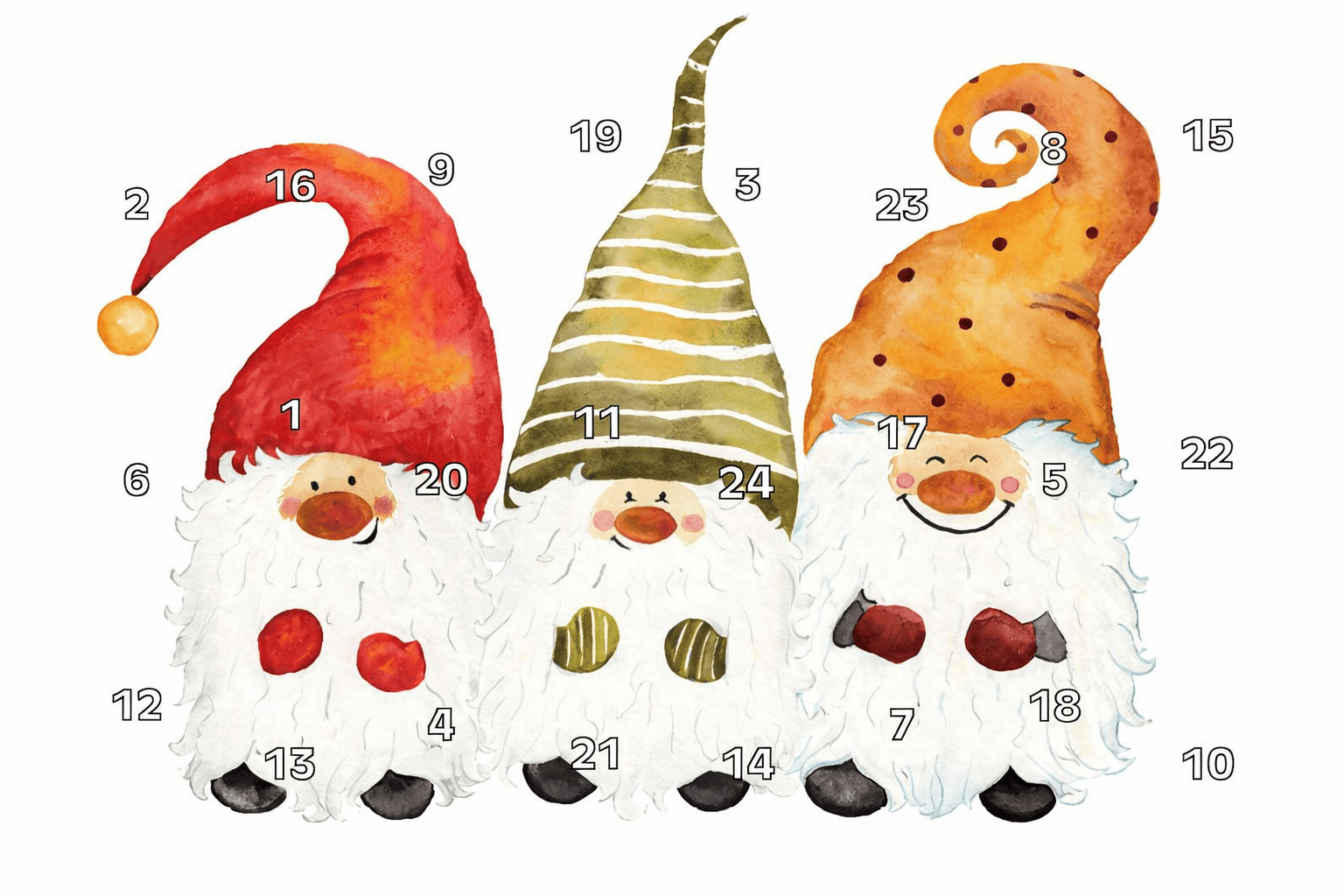 Kerstgnomescène met adventskalender